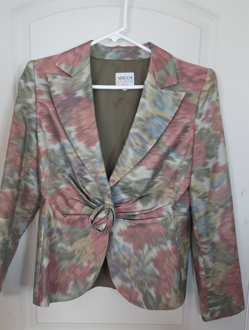 Armani Collezioni Pink & Green Pastel Floral-Print Tailored Blazer